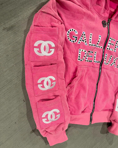 Low MOQ Multi-color Rhinestone Acid Wash Sweatsuit Chándal de algodón Pantalones de pierna ancha personalizados Pantalones de chándal desteñidos y conjuntos de Sudadera con capucha y cremallera - Product Image 6