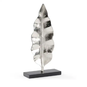 Figura de escultura abstracta de Metal, adorno de mesa, escultura de hoja de Metal chapada en plata para sala de estar, oficina y hogar decorativo - Product Image 5
