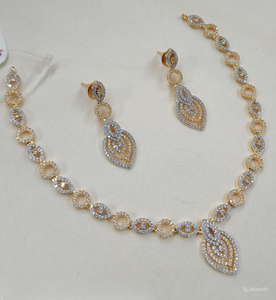 AMERICAN DIAMOND BRIDAL <b>NECKLACE</b> <b>SET</b> and HIGH QUALITY & CLASSIC EARRINGS JEWELLERY <b>SET</b> for <b>WEDDING</b> JEWELLERY CLASSIC STYLE WOMEN - Product Image 1