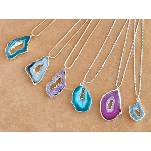 Vibrant Natural Agate Style <b>Statement</b> <b>Necklaces</b> Gold and Silver Plated for Fashion Resale - Product Image 1