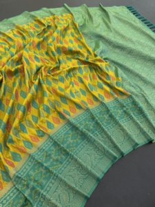 Sarees en soie Patola de qualité supérieure avec Meenakari Ikkat tisse Saree Femme Fabricant et fournisseur de mode de Surat au plus bas Rtae - Product Image 3