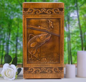 Wooden Cremation <b>Urn</b> for Human Ashes, Adult, Male/Female, <b>Large</b>, Design, 250 lbs Capacity - Product Image 2