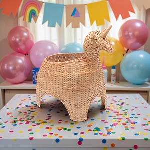 Panier licorne en rotin tressé à la main, paniers de rangement faits à la main, rotin naturel, moderne, multifonctionnel, fabriqué au Vietnam - Product Image 2