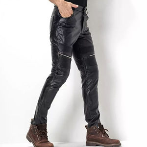 Pantalones de Cuero Estilo Motero para Hombre, Pantalones de Motocicleta a la Moda, Ajustados, de Cuero PU, Ropa de Calle, Pantalones de Cuero para Hombre - Product Image 5