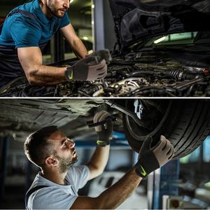 Guantes de Trabajo Mecánicos Personalizados de Fábrica, Tejido Transpirable de Microfibra Sintética, Antivibración, Antiestáticos, Ajustables con Muñequera - Product Image 4