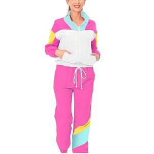 French Terry Sweat Suit Mujer Puff estampado recortado Zip up transpirable Sudadera con capucha y pantalones de chándal Jogger Set Mujer Chándal - Product Image 1