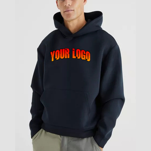 Alta calidad 350 GSM algodón grueso en blanco liso peso pesado sudaderas con capucha de gran tamaño Unisex logotipo personalizado hombres polar sólido negro Sudadera con capucha - Product Image 6