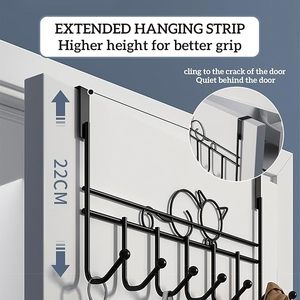 Colgador de puerta de metal negro con ganchos para toallas Organizador de puerta decorativo para uso en ropa - Product Image 6