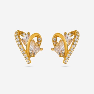 Pendientes de Plata 92.5 con Diamantes en Forma de Corazón, Corte Princesa, para Bodas, Fiestas y Compromisos, Modelo 191574 - Product Image 1