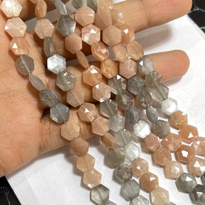Multi Moonstone Faceted Hexagon Shape Beads 8MM Natural Gemstone Fancy Beads ASP GEMS Brand Stand Drill Holes 6 Inch Beading - Product Image 2