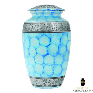 Urna de Estilo Americano/Europeo Azul Claro Plateada para Cenizas Humanas, 10 Pulgadas, con Bolsa de Terciopelo - Product Image 2