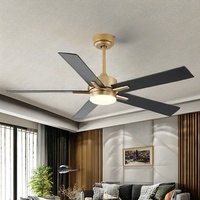 Ventilateur de plafond à cinq pales de conception moderne de haute qualité, ventilateur de plafond électrique à commande à distance CC pour salon, chambre à coucher