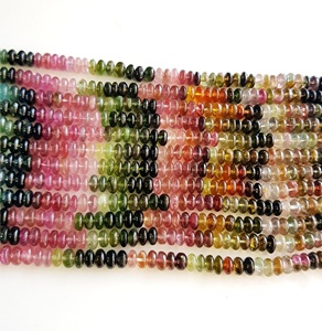 เครื่องประดับพลอยทัวร์มาลีนธรรมชาติหลายทําหินหลายสีหินลูกปัดเรียบ - Product Image 4