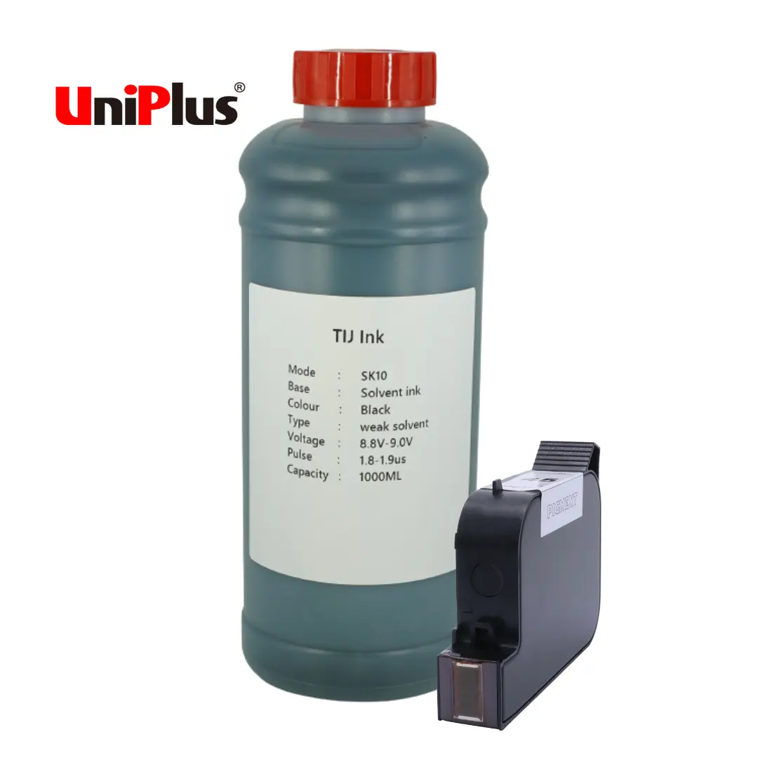 Uniplus TIJ2.5速乾性溶剤ベースのブラックインクhp詰め替えインク1000ml258025882590溶剤インクカートリッジ用ボトル1本