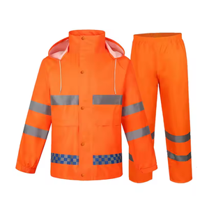 Veste imperméable réfléchissante de sécurité haute visibilité costume et pantalon combinaison de pluie de sécurité résistante à l'eau meilleure couleur Orange solide fluorescente - Product Image 2