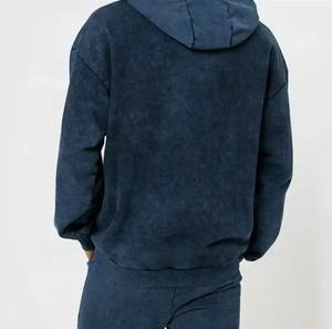 Haute qualité 100% coton vêtements de sport décontractés hommes pull veste Gym pantalon Jogging hommes survêtement sweats hommes sweats à capuche ensemble - Product Image 4