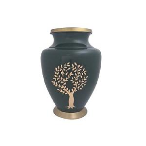 Metal Brass Black Cremation Urn Customized Engraved Design Cremation Urn <b>for</b> Human <b>Ashes</b> Usage Keepsake Jar - Product Image 1