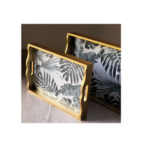 Décor classique maison hôtel fournitures plateau de service alimentaire avec poignées découpées plateau décoratif pour la meilleure vente cuisine plateau de service - Product Image 2