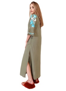 ชุดเดรสใส่ไปงานปาร์ตี้ยาวถึงสามส่วนลายปักความยาวน่องสำหรับผู้หญิง - Product Image 3