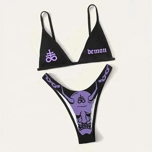 Manufacture 2023 New Swimwear Custom Logo Bikini Sexy Skull Triangle Strap <strong>Anime</strong> Pattern Custom Micro Mini Bikini Split <strong>Swimsuit</strong> - Product Image 4