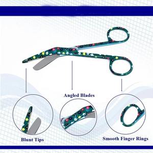 Juego de 2 Tijeras para Vendajes de 5.5 Pulgadas, Tijeras para Suturas de 4.5 Pulgadas, Acero Inoxidable Manual, Patrones Coloridos de Cebra Roja, Certificación CE Clase II - Product Image 2