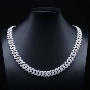 Collares de Joyería Fina, Plata 925, Diamante Moissanita, Cadena Cubana de 10 mm, Collares para Mujer, Pulsera Cubana, Diamante Cubano - Product Image 3