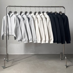 เสื้อมีฮู้ดแบบบ็อกซี่ฟิตรูดซิปคู่โอเวอร์ไซส์ผ้าฟลีซ350gsm วินเทจ - Product Image 3