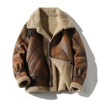 Veste en cuir haut de gamme Plus velours épaississement mode grande taille kaki homme PU veste hommes automne hiver épaississement