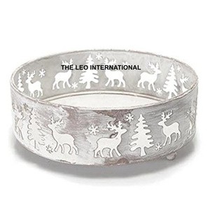 Bandeja de Navidad chapada en plata con forma redonda de Metal de aluminio Estilo elegante Venta caliente Bandeja de Navidad de la más alta calidad - Product Image 5