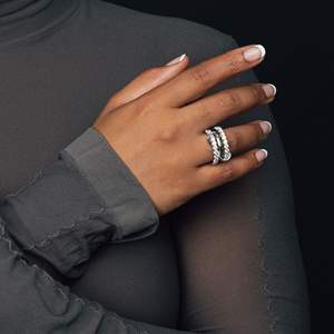 Anillo multibanda de oro macizo de 10K más vendido, anillo de enclavamiento de diamante redondo, Conector de Enlace múltiple, anillo de compromiso para ella - Product Image 5