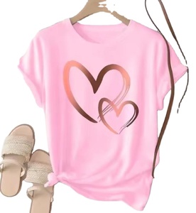 Camiseta Casual de Moda para Mujer 2026, Camiseta con Estampado Gráfico de Amor en Acuarela, Camiseta de Verano con Estampado Dulce - Product Image 2