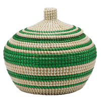 Ensemble de 2 boîtes en herbe de mer avec couvercle, boîte de rangement artisanale, écologique, naturelle, décoration intérieure et extérieure, vente en gros du Vietnam