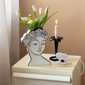 <span class=keywords><strong>Vase</strong></span> Moderne en Céramique en Forme de Tête de Déesse Grecque, <span class=keywords><strong>Vase</strong></span> à Fleurs Décoratif, Décoration Nordique pour la Maison, Pot de Fleurs - Product Image 3