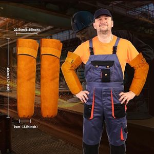 Leather Work Welding <b>Sleeves</b> Heat & Flame Resistant <b>Arm</b> Safety <b>Protection</b> Extra Length 18 inch Gardening <b>Sleeve</b> - Product Image 2
