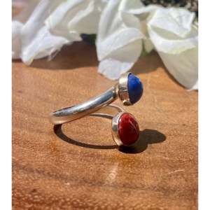 Lapis & Spiny Oyster Sterling Silver <b>Adjustable</b> <b>Ring</b> Size 7 by Dorothy Yazzie - Product Image 3