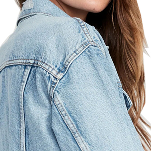 Personalizado de alta calidad nuevo estilo de moda de diseño de las mujeres Wrap Denim Top blusa Slim Sexy manga larga Denim Top para las mujeres - Product Image 6