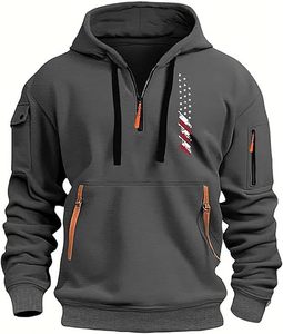 Men's <b>Tactical</b> Sweatshirt Solid Quarter Zip Pullover Hoodie Pockets Workout Running Active Made Fleece Fabric Sports industry - Product Image 6