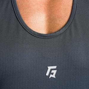 Men's XL Gym <b>Vest</b> Grey GA Puch <b>Stringer</b> Sportswear Compression Muscle Tank Top with Hood Plain 3D Style - Product Image 5