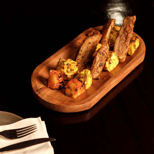 Bandeja de café de madera Sheesham rectangular, diseño marrón, grabado y asas de sujeción, bandeja de decoración de mesa y cocina - Product Image 4