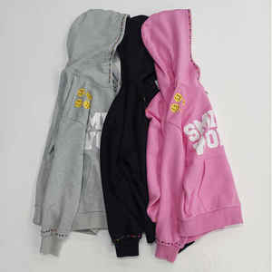 Haute Qualité Boxy À Capuche Strass Coupe Détail Street Wear Style Lâche Surdimensionné Fermeture Éclair Lavé À Capuche Plaid Courte Bouffée Automne - Product Image 6