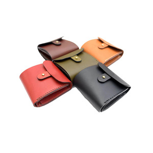 Fashionable <b>Brown</b> Leather Zipper <b>Wallet</b> with Durable Cotton Lining Short Pocket and Thread Pattern Design for Daily Card Use - Product Image 1