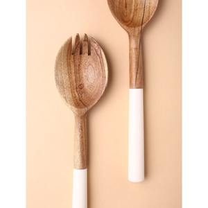 Serveur à salade en bois poignée en résine colorée serveur à salade à la main couverts à salade cuillère fourchette ustensiles de cuisine vaisselle par STAR CRAFTS INDE - Product Image 6