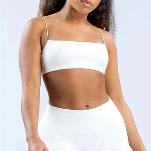 Sujetador deportivo Bandeau sin costuras para mujer, acolchado, con tirantes finos, Top de gimnasio, ligero, elástico, entrenamiento, Fitness, Yoga, ropa deportiva - Product Image 6