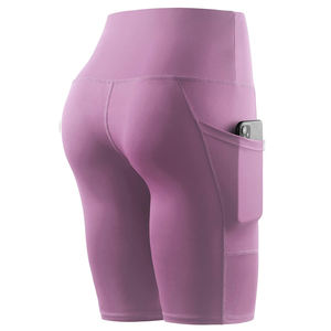 Short de yoga personnalisé sans couture pour les femmes, violet foncé, vêtements de sport extensibles flexibles à taille haute - Product Image 2