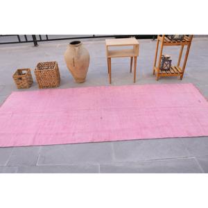 พรมตุรกีวินเทจ ขนาด 3.5x9 ฟุต สีชมพูลายพราง ทำจากขนสัตว์ - Product Image 3