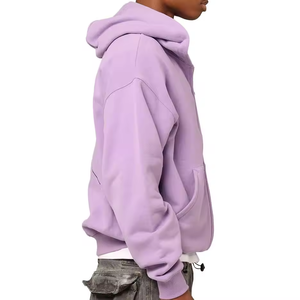 Box Fit Heavy weight Mens Zip up Hoodies Púrpura 450 Gsm French Terry drop shoulder zipper Hoodie - Product Image 4