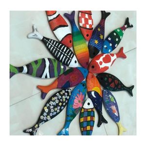 WoodFish Tenture Décoration Rustique et Vintage Style Poisson En Bois Personnaliser Motif Peint Meilleure Vente Vietnam Décor articles - Product Image 2