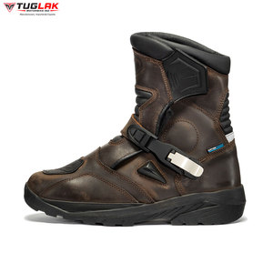 Botas de Motocicleta para Hombre de Cuero Genuino de Vaca Zapatillas Casuales para Motociclista Botín de Viaje de Cuero Impermeable - Product Image 2