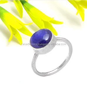 Bague de designer en argent sterling 925 en lapis naturel Bague à la mode classique pour la fête de cadeau de fiançailles d'anniversaire de mariage. - Product Image 3