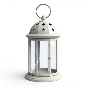 Lanterne en métal blanc faite à la main avec des panneaux de verre de découpes d'étoiles pour la maison mariage extérieur décor de noël caractéristiques bougeoir - Product Image 5